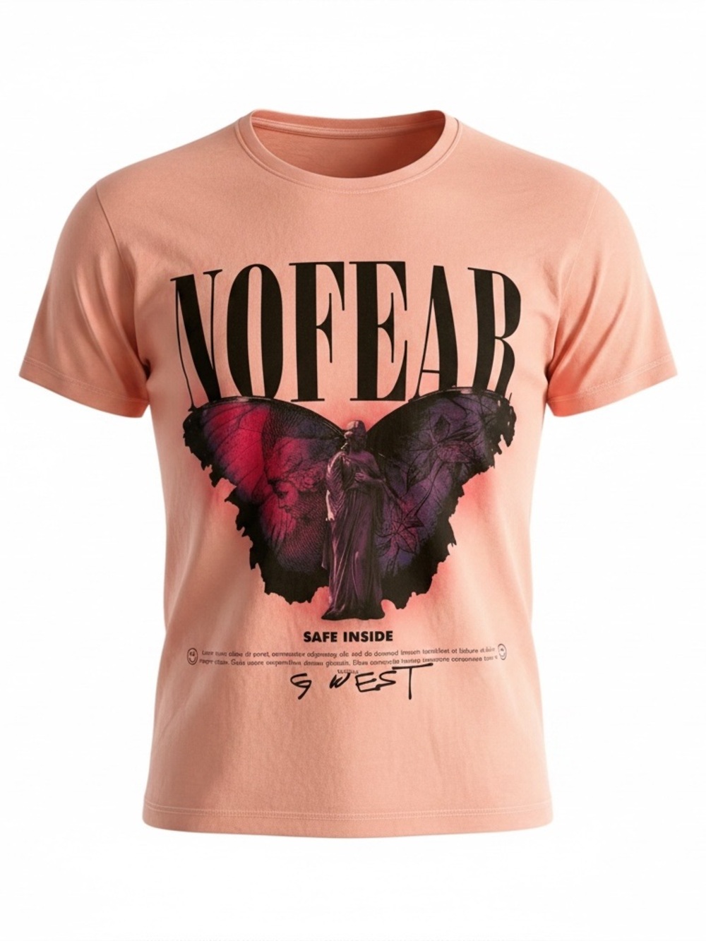 GWest No Fear Butterfly Graphic Tee Pink XL Streetwear T-Shirt NWOT